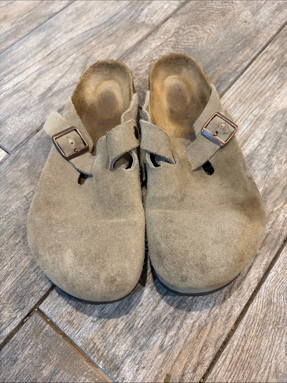 Birkenstock Boston Taupe suede clogs soft footbed size 42 regular